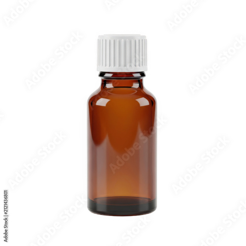 Dark brown glass dropper bottle with cap
