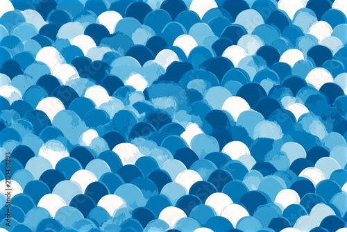 Abstract seamless pattern. Scale animal background. Blue and white snake or fish skin. Squama pattern. Design for wrapping paper, fabric, design.
