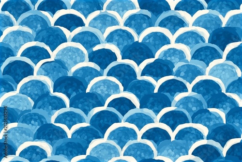 Abstract seamless pattern. Scale animal background. Blue and white snake or fish skin. Squama pattern. Design for wrapping paper, fabric, design.

