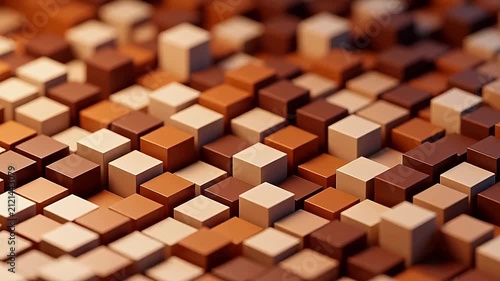 Undulating surface of brown and beige cubes
