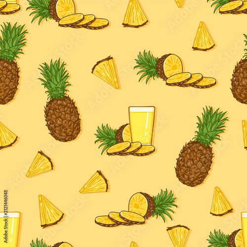 Vector Seamless Pattern of Pineapple Juice