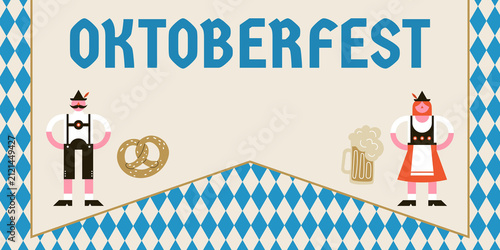 Canvastavla Oktoberfest banner background, German beer festival party poster