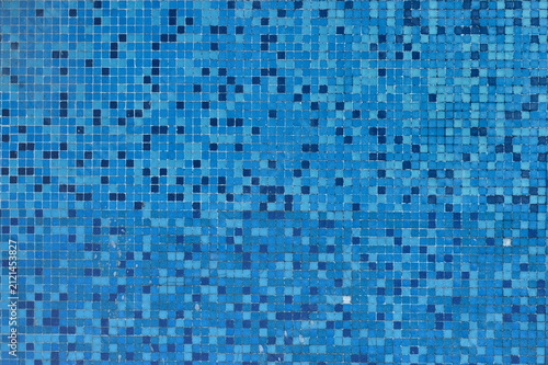 Blue Mosaic Tile Texture for Swimming Pool, Bathroom Wall and Decorative Interior Surfaces