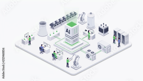Isometric vector illustration of a modern smart home automation system