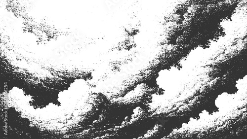 Abstract Black and White Gritty Textured Cloud Background