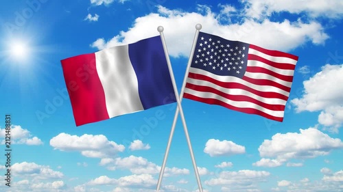 France And Usa Flag Loop