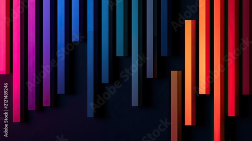 Abstract gradient of vertical colored bars against dark background