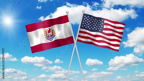 French Polynesia And Usa Flag Loop