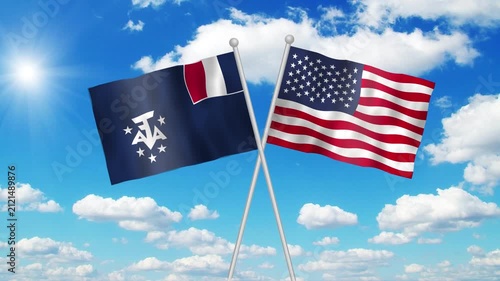 French Southern and Antarctic Lands And Usa Flag Loop