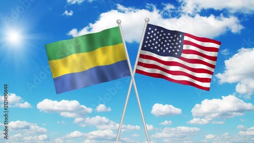 Gabon And Usa Flag Loop