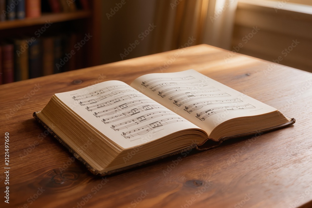 Fototapeta premium Livre ouvert aux pages blanches sur une table en bois près d'une fenêtre, concept de lecture, écriture, apprentissage et espace de copie