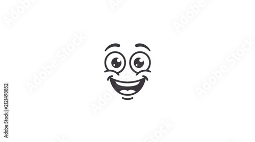 Quadro su tela Cartoon smiling face with winking eyes and big grin.