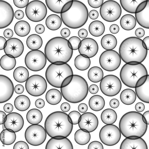 Abstract Seamless Bubble Pattern with Stars Background