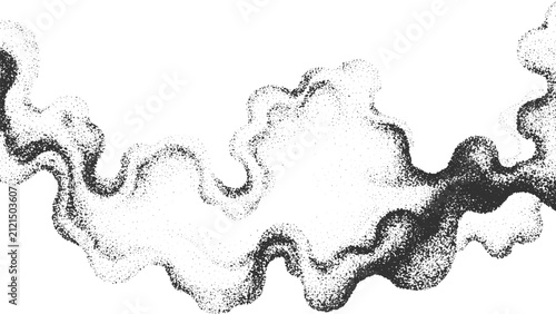 Abstract Black and White Stippled Smoke Texture on White Background
