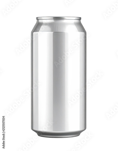 A clean, shiny silver beverage can on a black background.