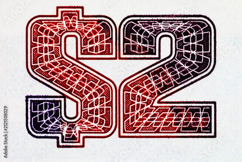Cuadro en lienzo 2 Singapore dollar banknote with the image of the denomination of two dollars