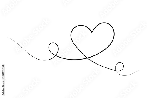 Heart line art drawing featuring continuous one line art