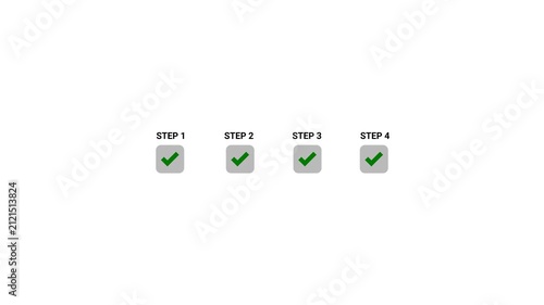 Animated checklist with green checkmarks in square boxes. Productivity, task completion, business planning, and educational goal setting with alpha channel .