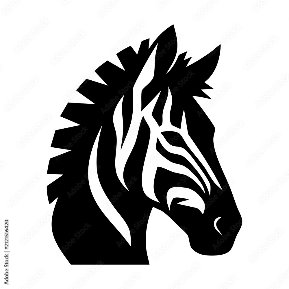 Obraz premium Zebra head vector silhouette