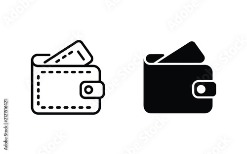 Vector illustration of open wallet with credit card icon set illustration business transaction