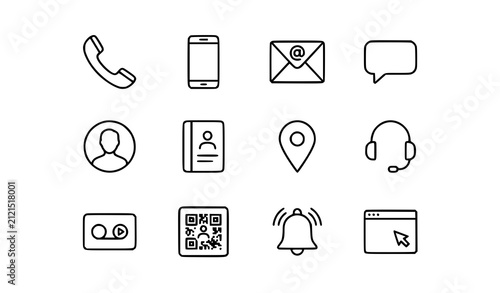 Modern Contact and Communication Line Vector Icon Pack