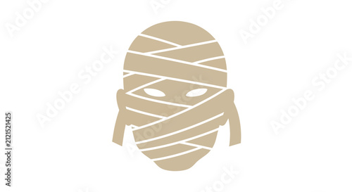 Foto Minimalist mummy head vector icon, beige ancient egyptian monster face, hallowee