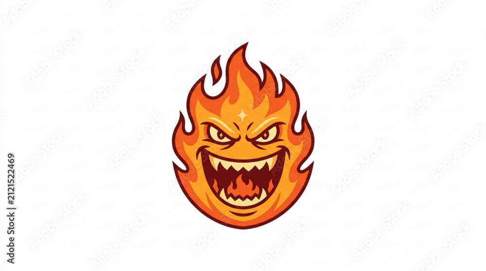 Фотография Fiery Angry Cartoon Flame Character Design.