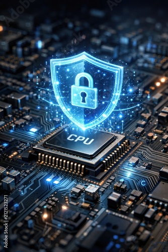 digital security shield protecting cpu circuit board