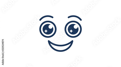 Fotografía Happy smiling cartoon face with big eyes and eyebrows.