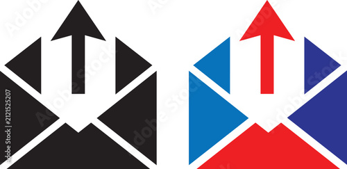 Fotografía Vector illustration of Outbox email icons with upload arrow, digital mail delive