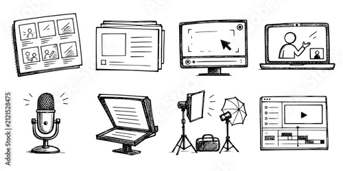 Vector icon set educational media production