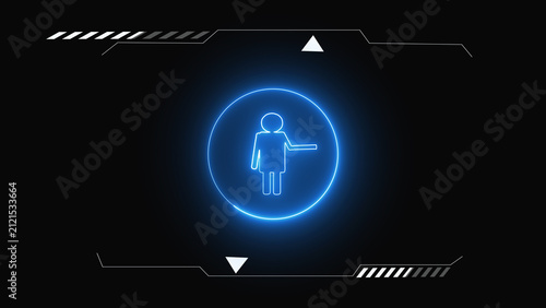 Digital neon human features a modern layout. This digital neon human represents network data security. Abstract digital neon human background template design.