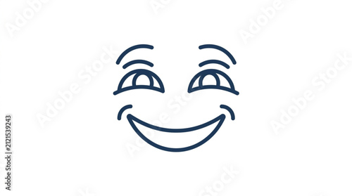Fotografía Simple line art drawing of a smiling face with closed eyes.