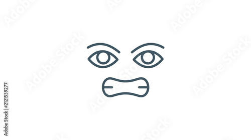 Принти на полотні Simple line art drawing of an angry face expression.