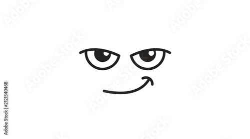 Cuadro en lienzo Simple smiling face with closed eyes illustration.
