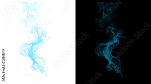 Obraz na płótnie Ethereal blue smoke swirls on black and white backgrounds, mystical cyan vapor t