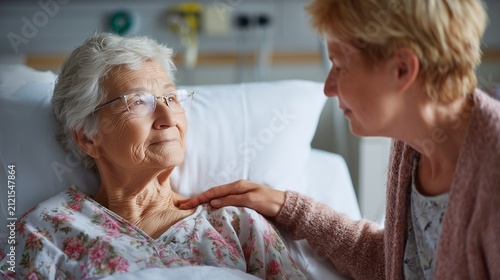 Family Member Supporting Elderly Parent During Palliative Care
