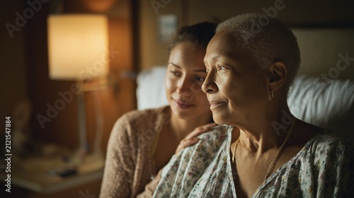 Family Member Supporting Elderly Parent During Palliative Care