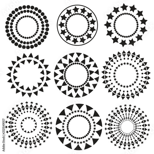 Set of patterned circular icons