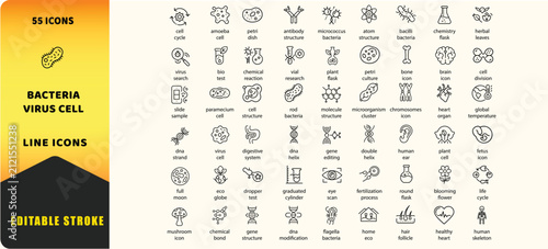 Obraz na płótnie Bacteria virus cell vector icons