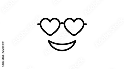Foto Smiling face with heart shaped glasses illustration.