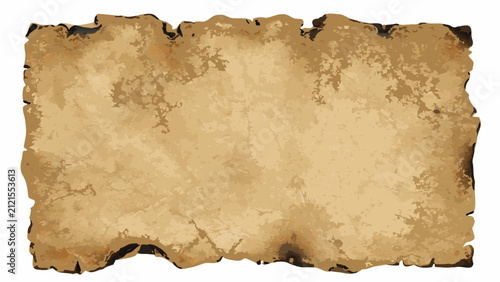 Canvastavla Aged parchment paper with torn edges and a weathered texture presented on a whit