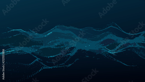 Obraz na płótnie Dynamic particle wave illustration depicts a flowing undulating form in shades o