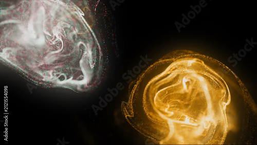 Colorful Abstract Liquid Ink Swirling Through Water with Dynamic Smoke Shapes on Black Background