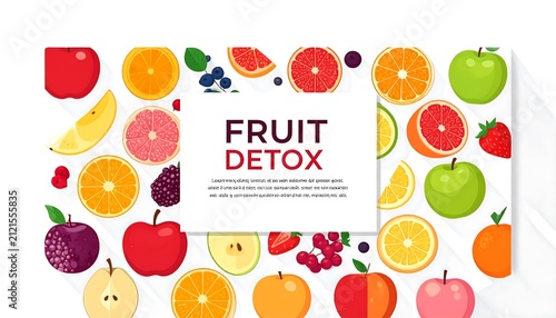 Colorful fresh fruits arranged for detox diet.
