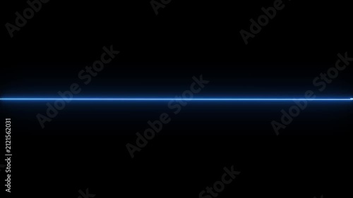glowing blue neon Straight neon lazer animation of horizontal line on alpha background, straight neon lazer line, seamless loop