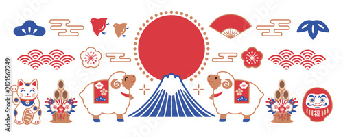 2027年 未年 和風のお正月バナーデザイン