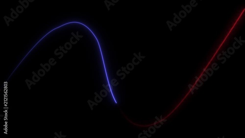 glowing blue neon Straight neon lazer animation of horizontal line on alpha background, straight neon lazer line, seamless loop