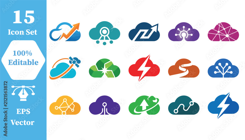 Obraz premium Dynamic energy and power branding icon collection with electric, electricity