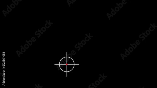 Neon aim cross, target search and aiming animation. Crosshair, gun aim, sniper target, bullseye, precise shoot, hunting, target audience Black Background 4k video